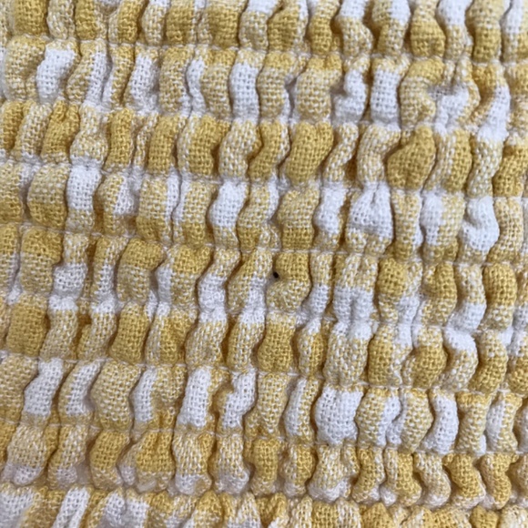 Old Navy Square Neck Linen Blend Mini Dress Yellow Gingham M Petite - Picture 9 of 16